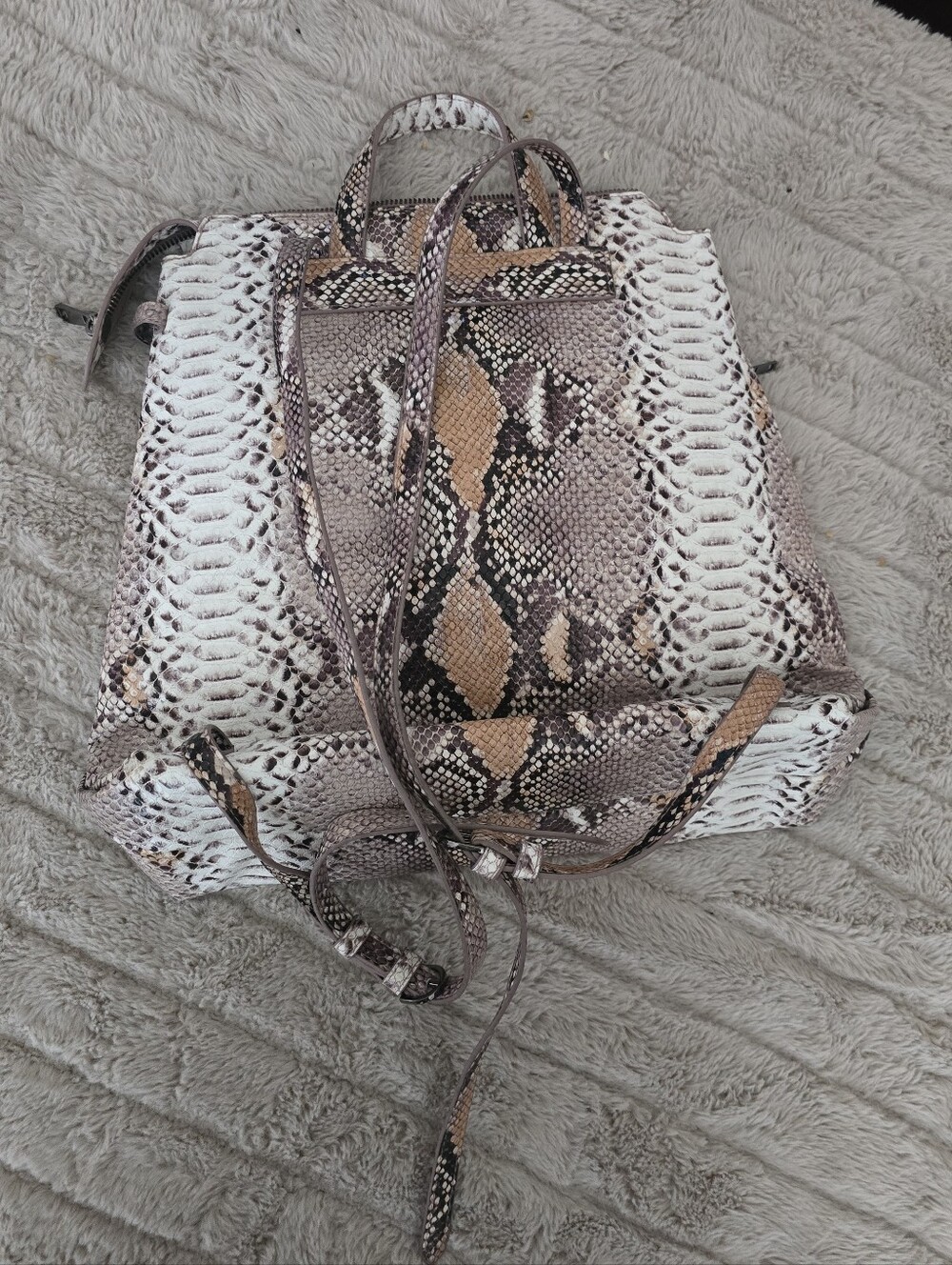 Python-Pattern Convertible Women’s Backpack in Neutral Taupe - Picture 2 of 9